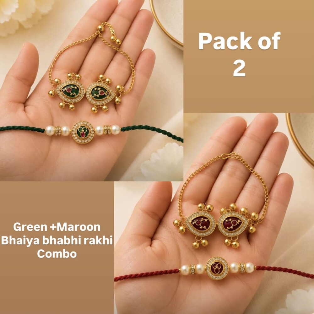 Kashmiri Style Ghungroo Premium Bhaiya Bhabhi Rakhi Combo Pack of 2