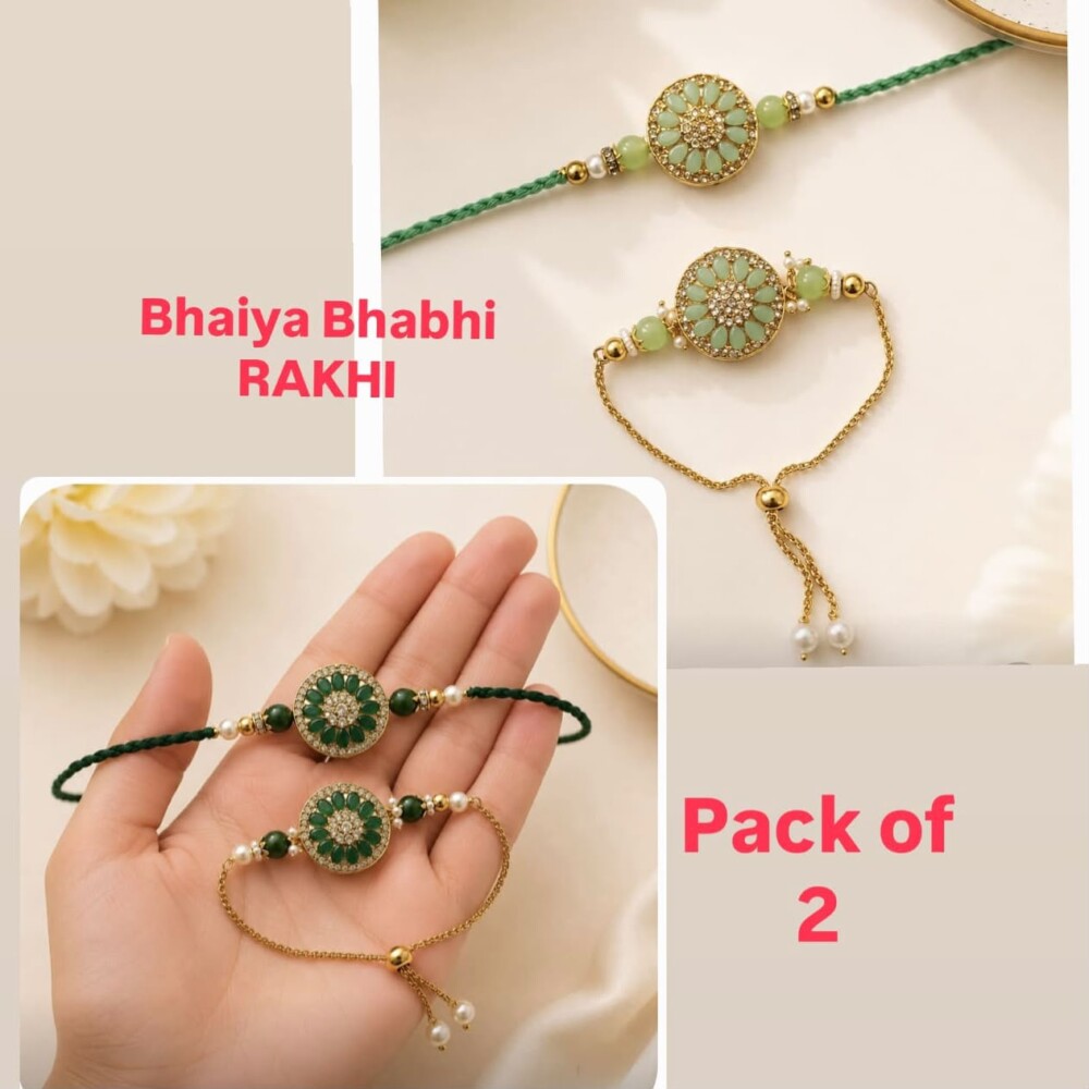 AD Stone Bhaiya Bhabhi Rakhi Combo (Pack of 2)